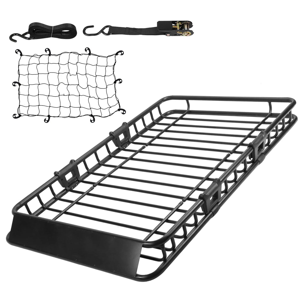 64" Roof Rack Cargo Carrier Car Top Luggage Basket Black with Net and Hook D883743