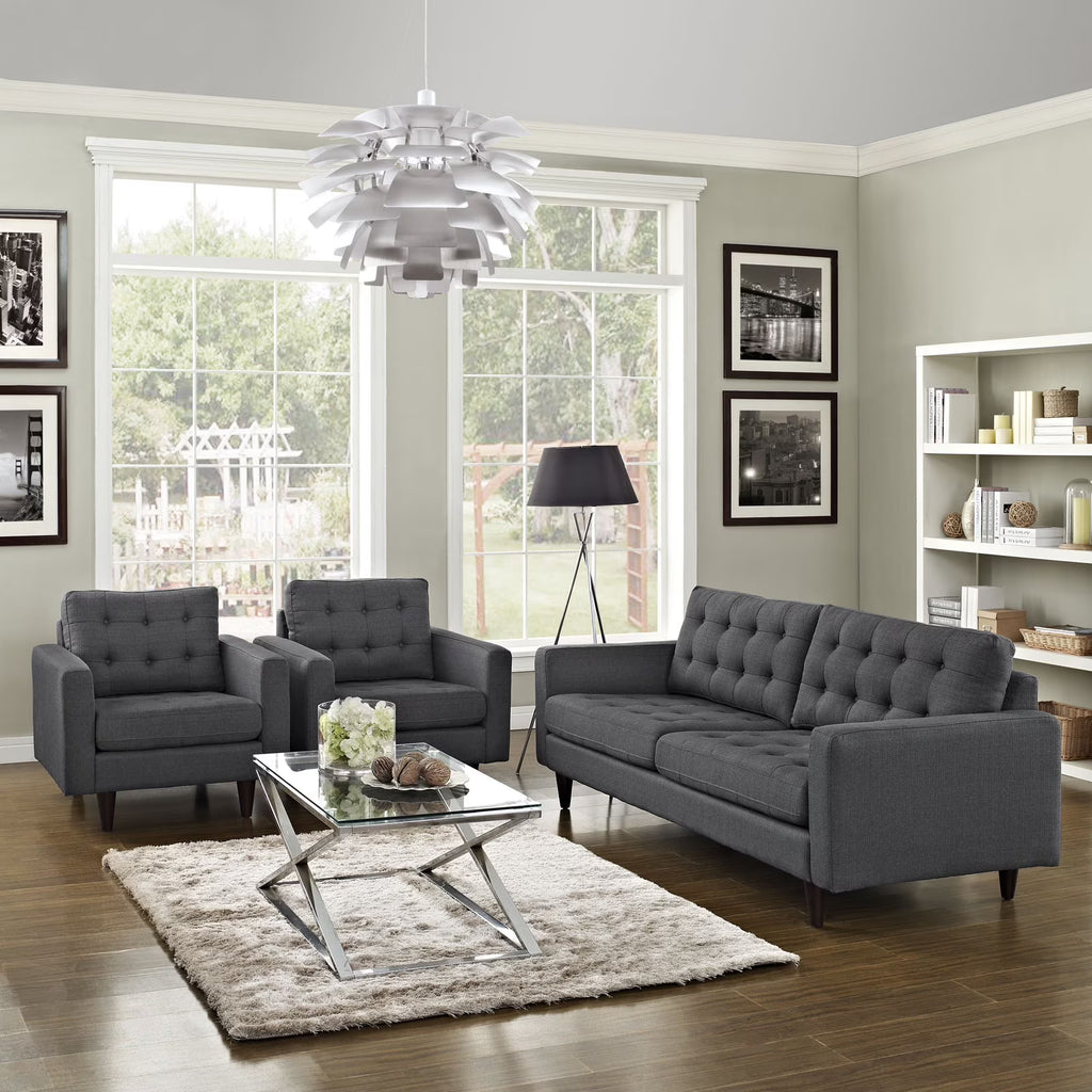Gray Sofa and Armchairs Set of 3 B350053