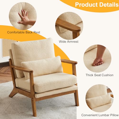 Brown Accent Chair with Lumbar Pillow V4145