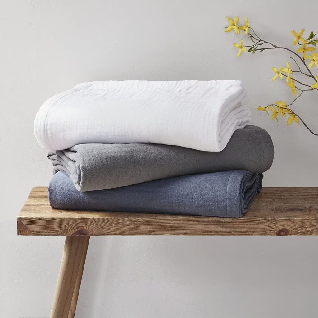 Casual Cotton Gauze Blanket with Charcoal Finish X101