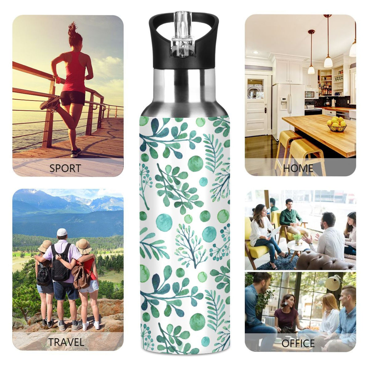 20 oz Insulated Stainless Steel Water Bottle with Straw Lid Z569656