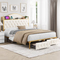 White Queen Size Storage Bed with 2 Drawers R9839