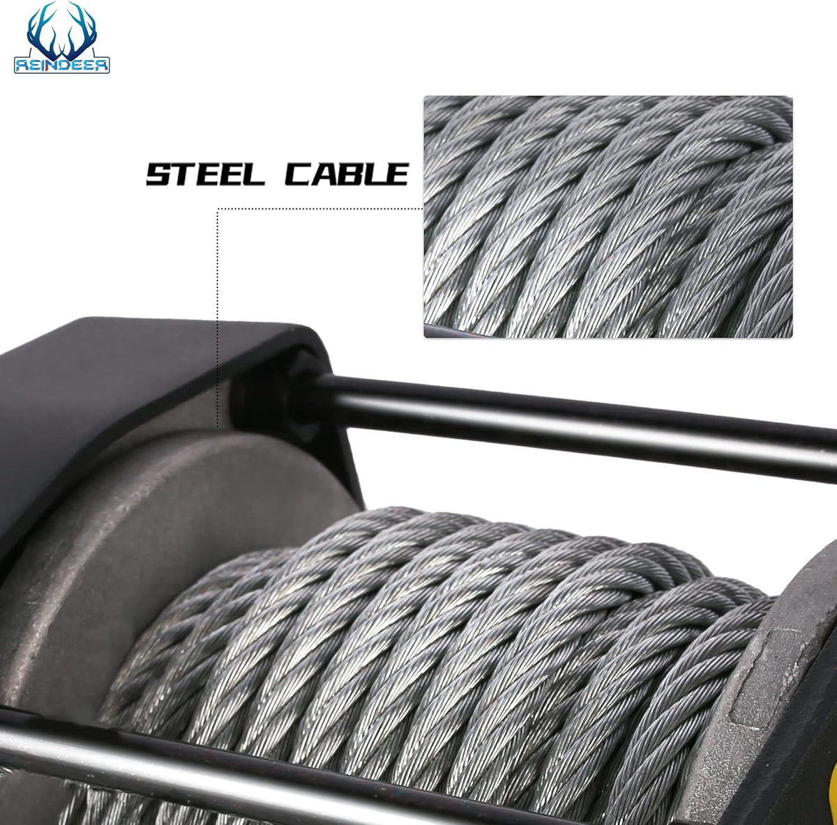 12V 3000 lb Electric Winch Kit with Steel Cable Wire Rope Waterproof IP67 Q7582