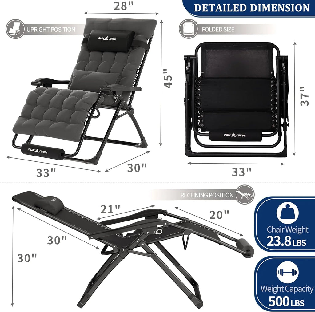 Oversized Zero Gravity Chair Set of 2 Dark Gray H776071