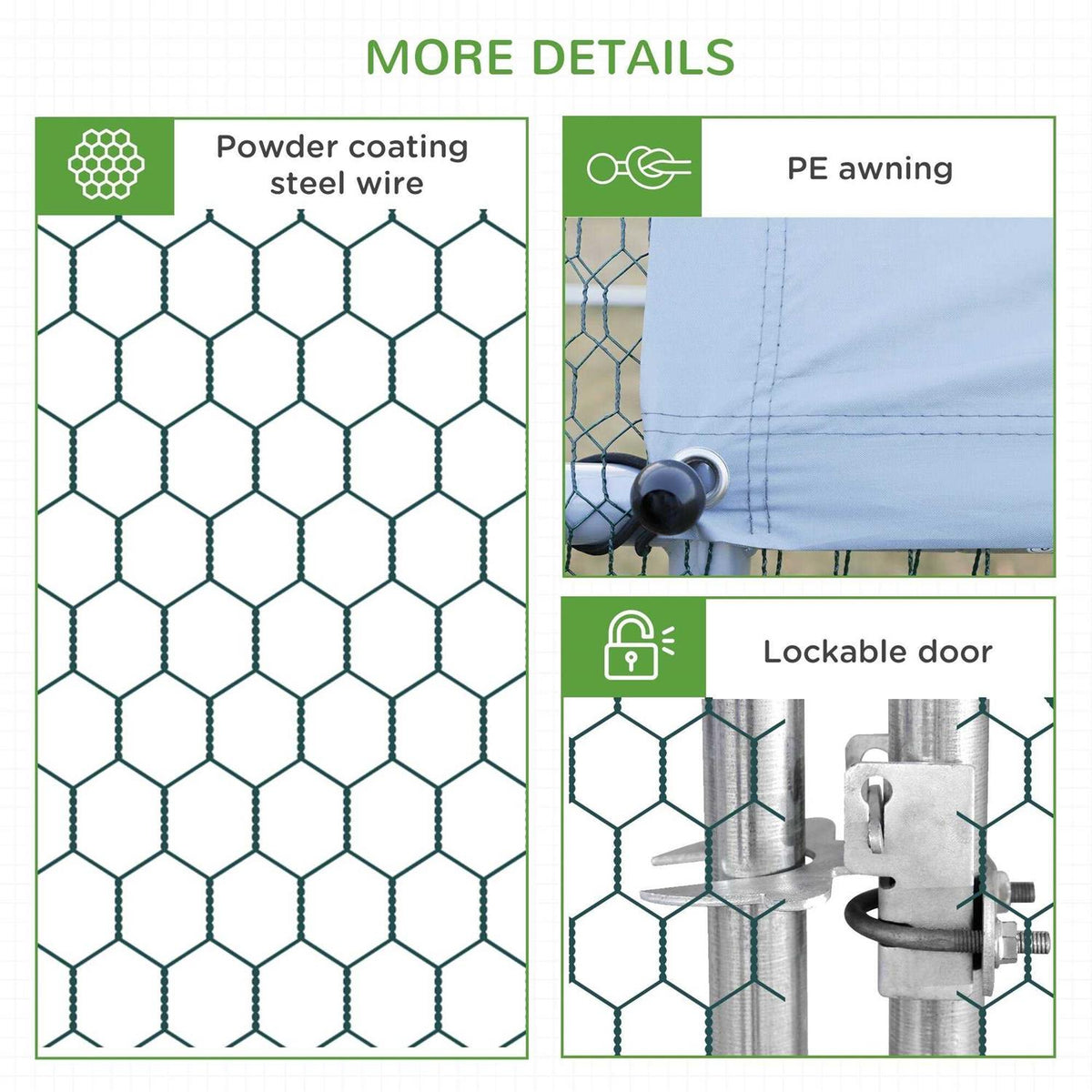 Large Metal Chicken Coop with Cover and Lockable Door J258322