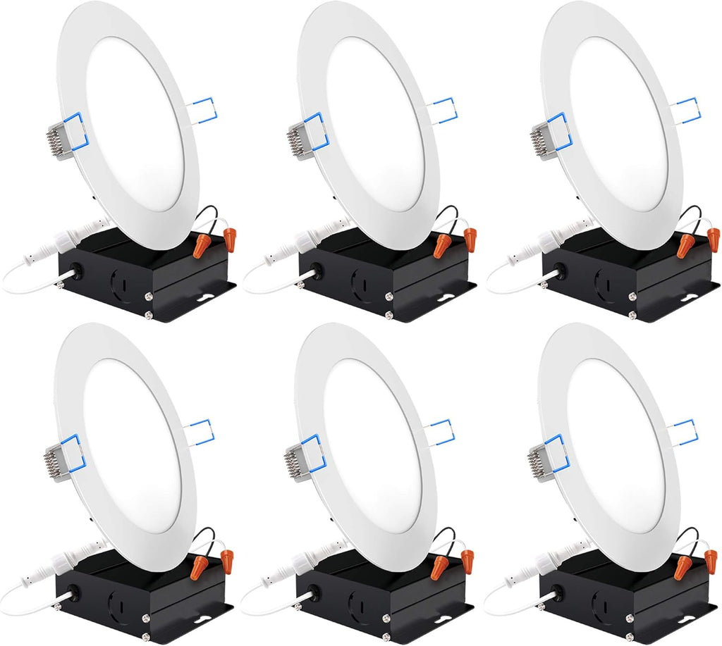6 Pack 6 Inch Ultra Thin LED Recessed Ceiling Lights, 3000K Warm White, Dimmable 14W, 850 LM U219222