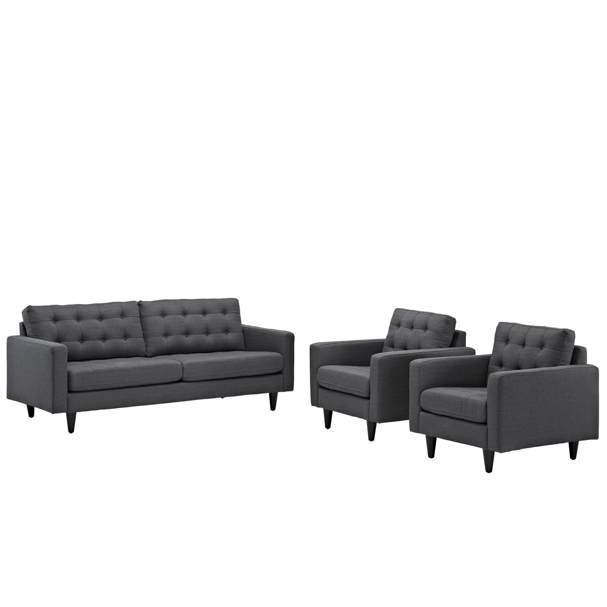 Gray Sofa and Armchairs Set of 3 B350053