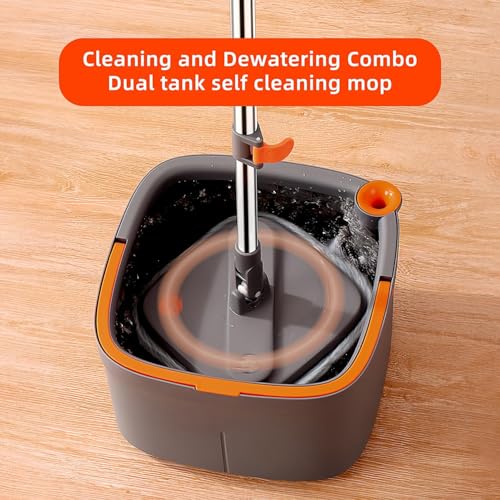Spin Mop and Bucket Set with 2 Microfiber Mop Pads D8404