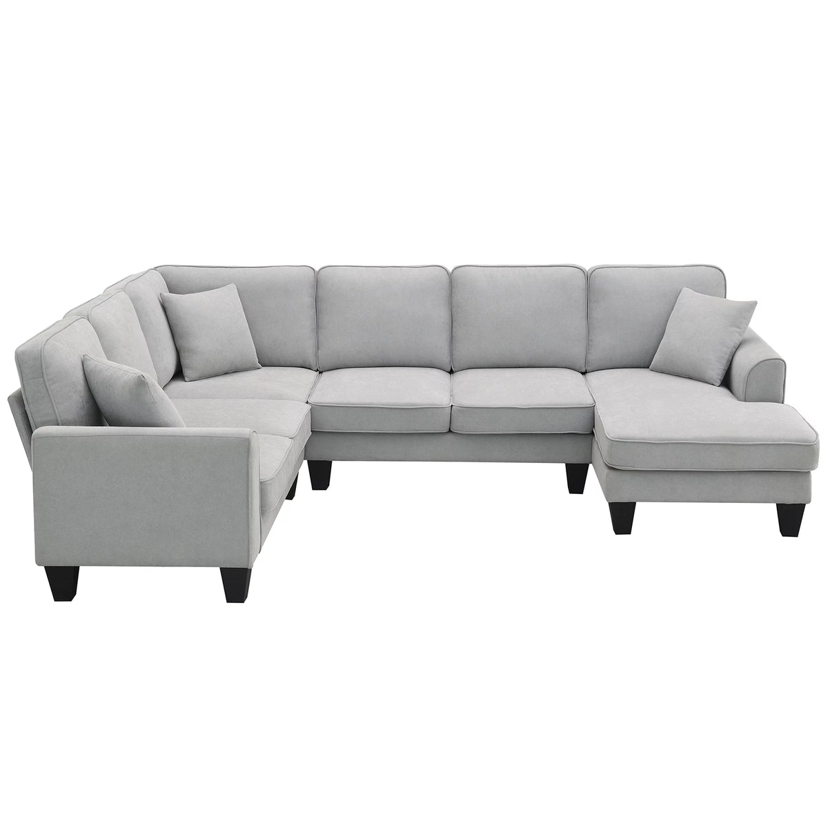 7 Seat Fabric U Shape Sectional Sofa with 3 Pillows Y42782