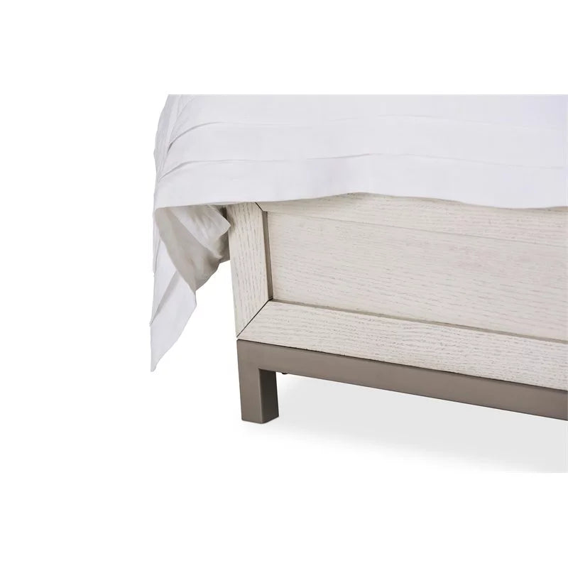 Wood & Faux Suede Queen Panel Bed D1052