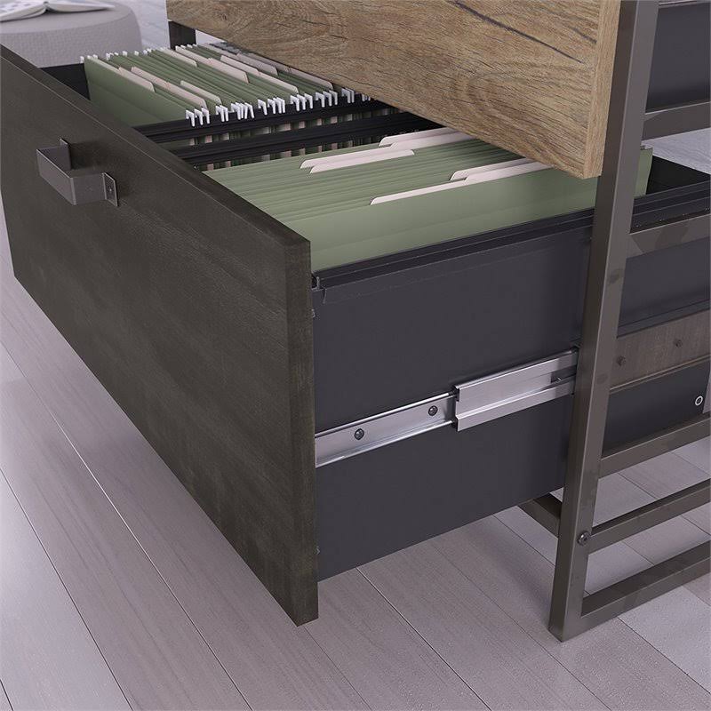 4 Piece Industrial Office Set in Rustic Gray E4729