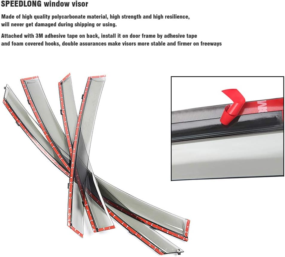 Car Window Visor Vent Shade Deflector Sun/Rain/Fog Guards Pack of 2 W4309