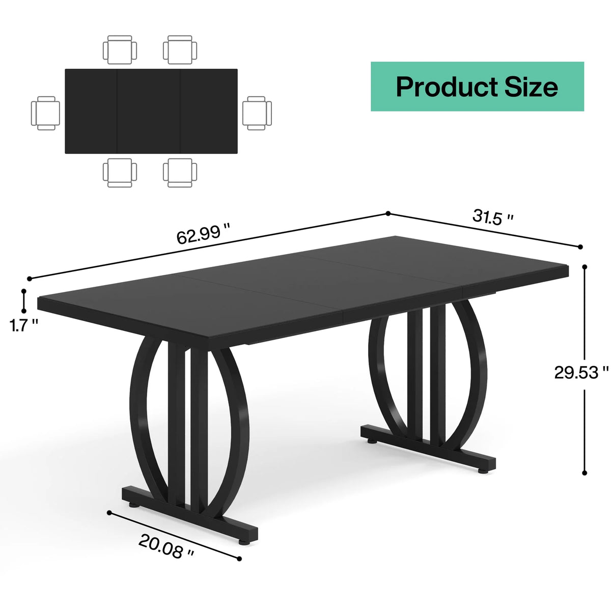 63 in. Dining Table with Heavy Duty Metal Frame W965635