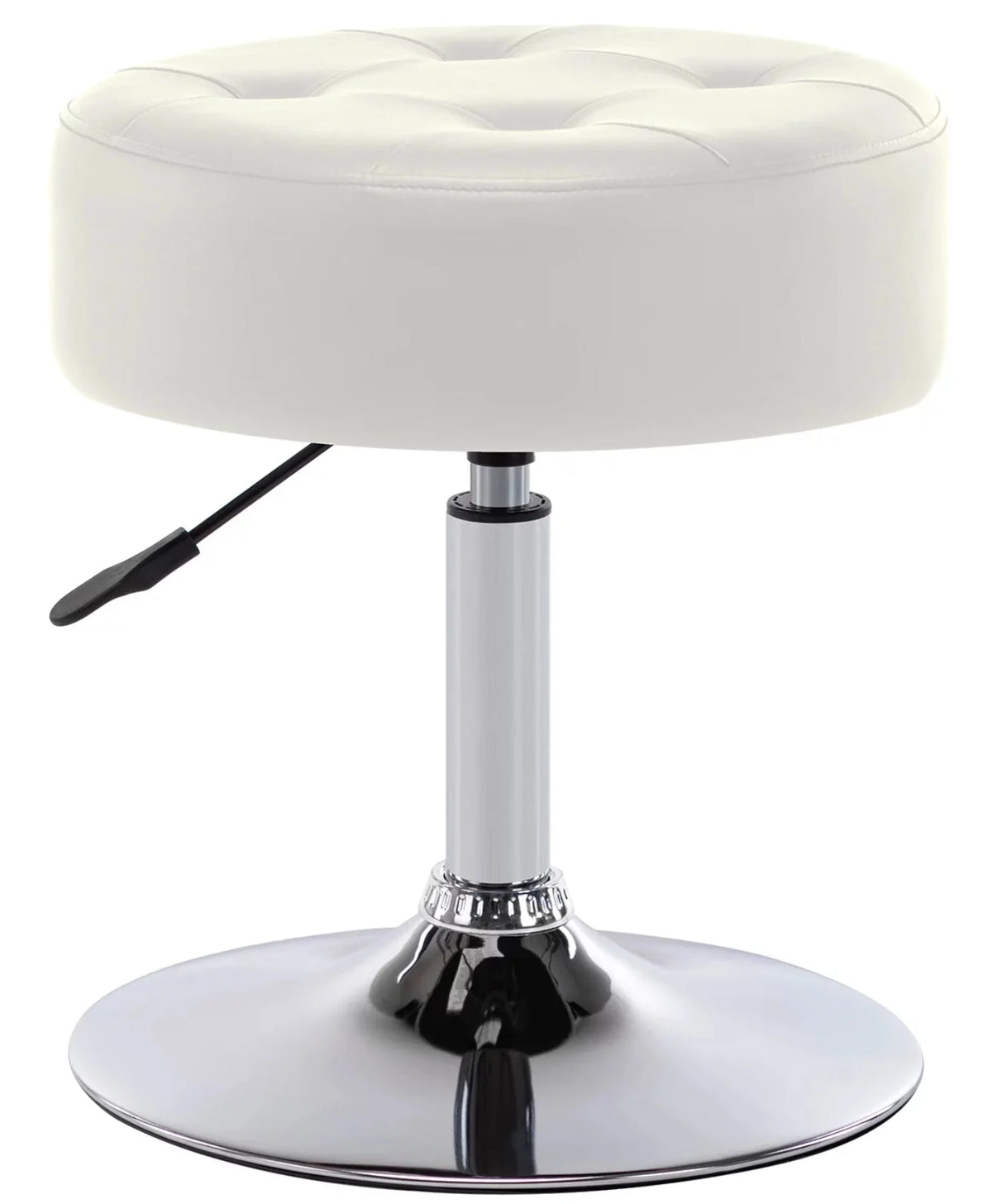 White Swivel PU Leather Vanity Stool V467