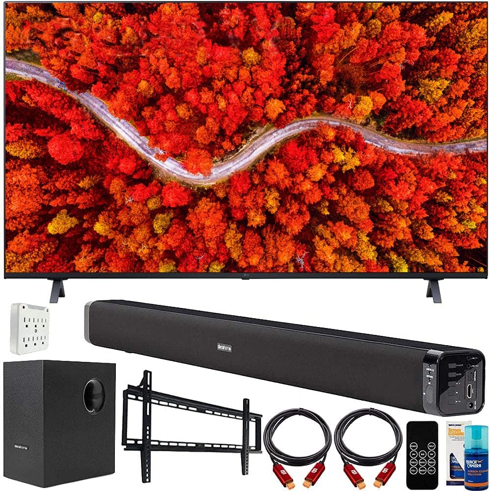 55 Inch 4K Smart UHD TV with Soundbar, Wall Mount, HDMI Cables E12498
