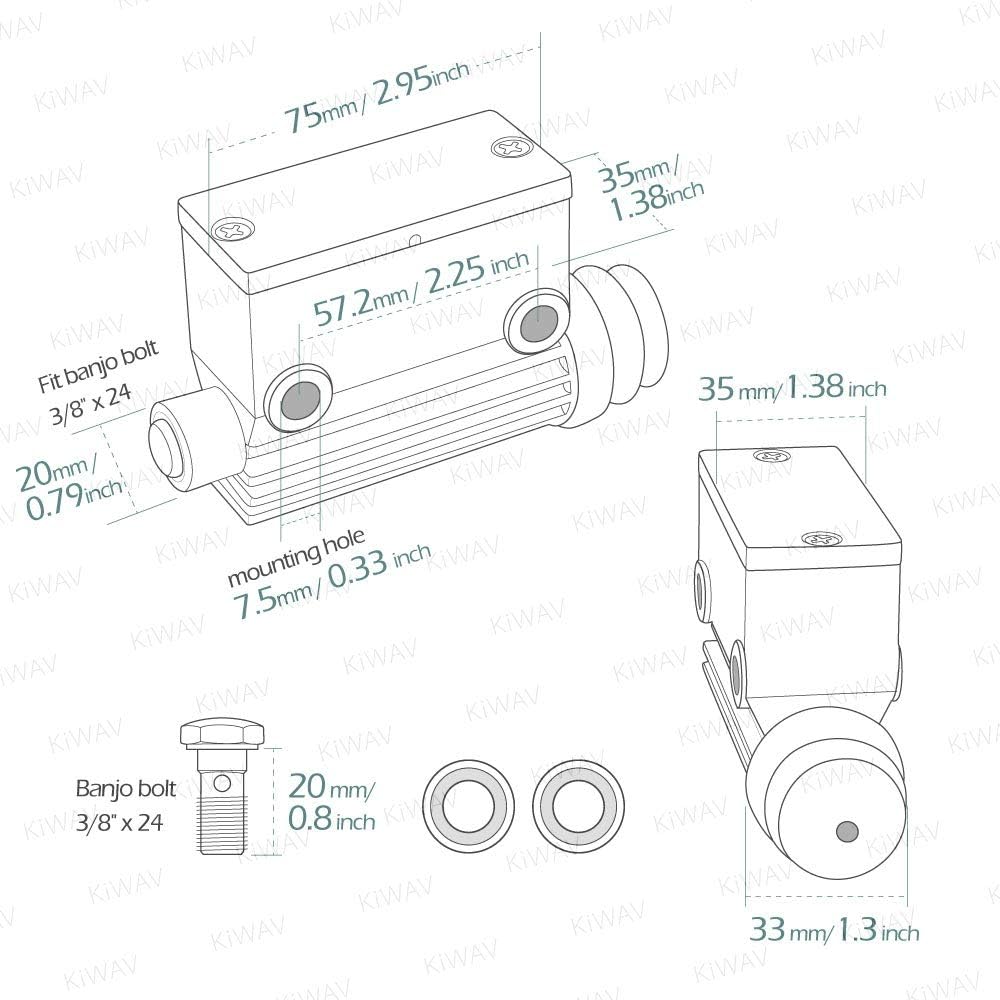 5/8 inch Master Cylinder with Banjo Bolt Pack of 2 Y3619