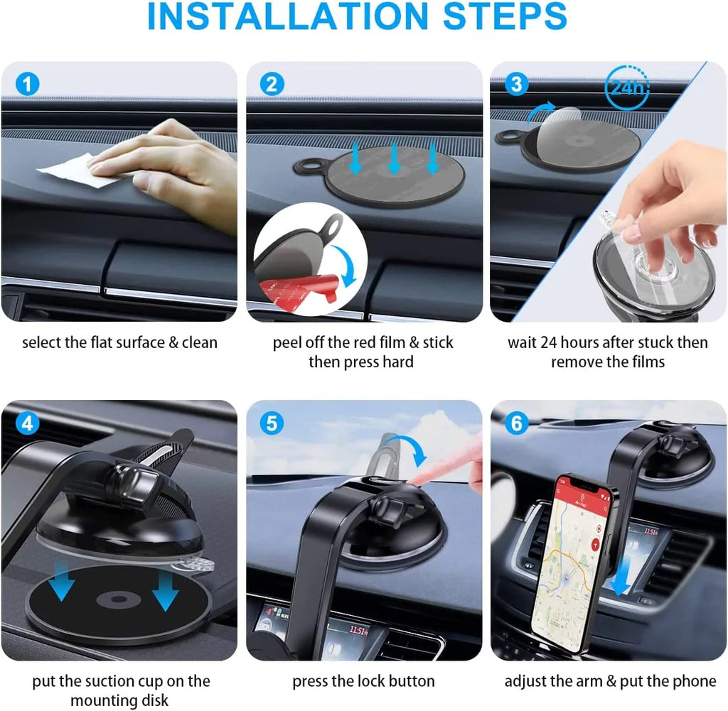 Suction Cup Phone Holder with 360 Rotation - Black Q191