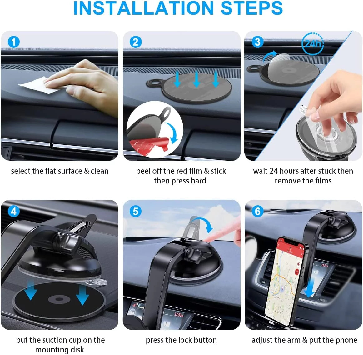 Suction Cup Phone Holder with 360 Rotation - Black Q191
