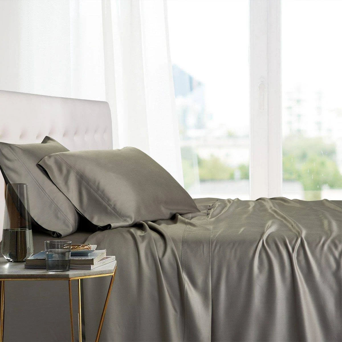Gray California King Bamboo Viscose Sheet Set L562121