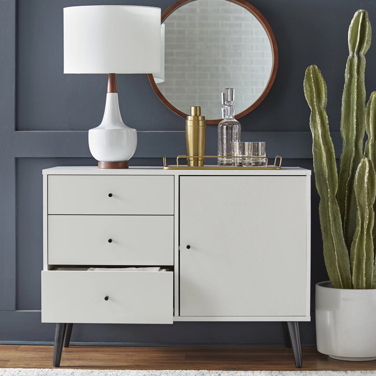 White Mid-Century Buffet V30072