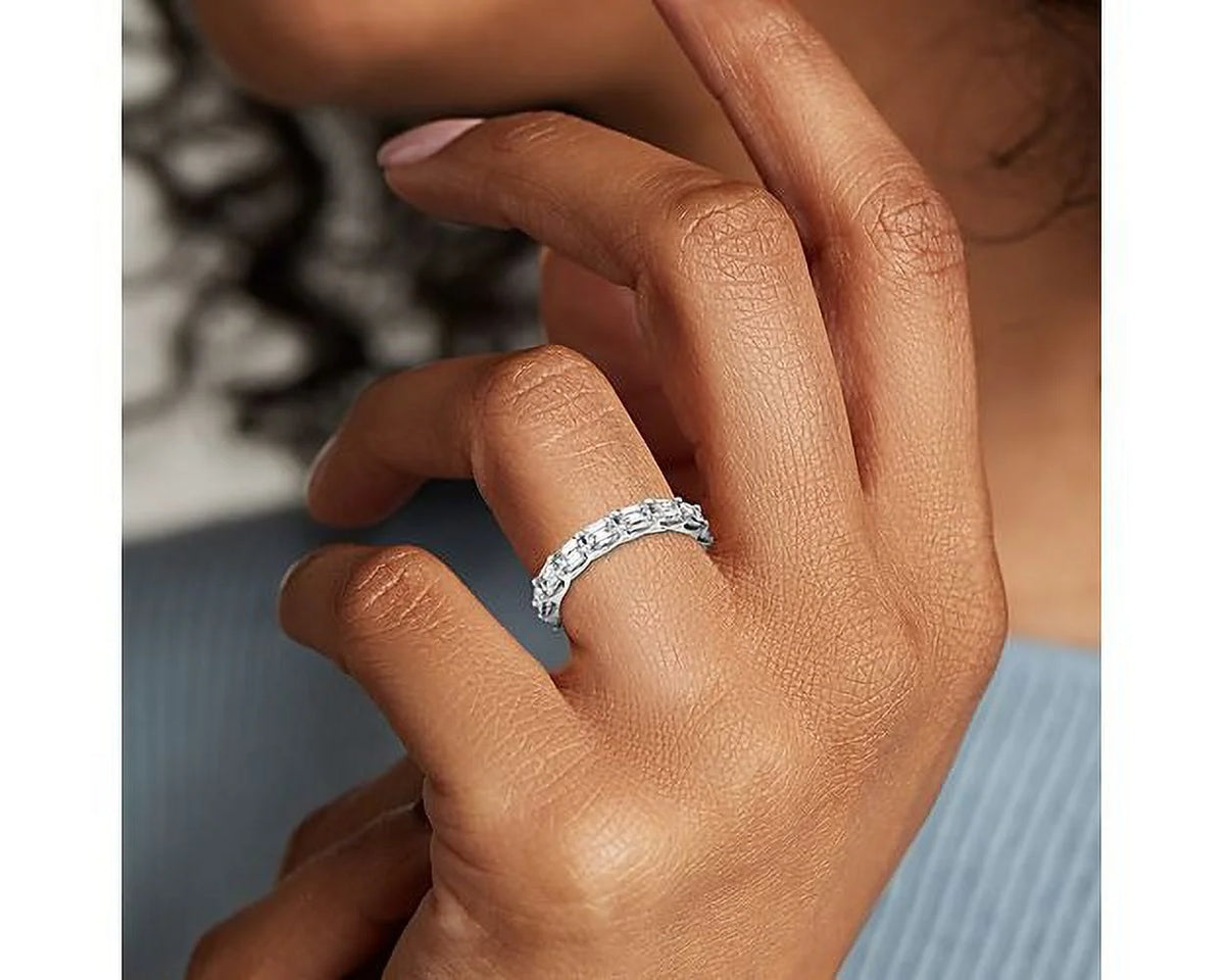 14K White Gold Emerald Cut Diamond Eternity Band A929038