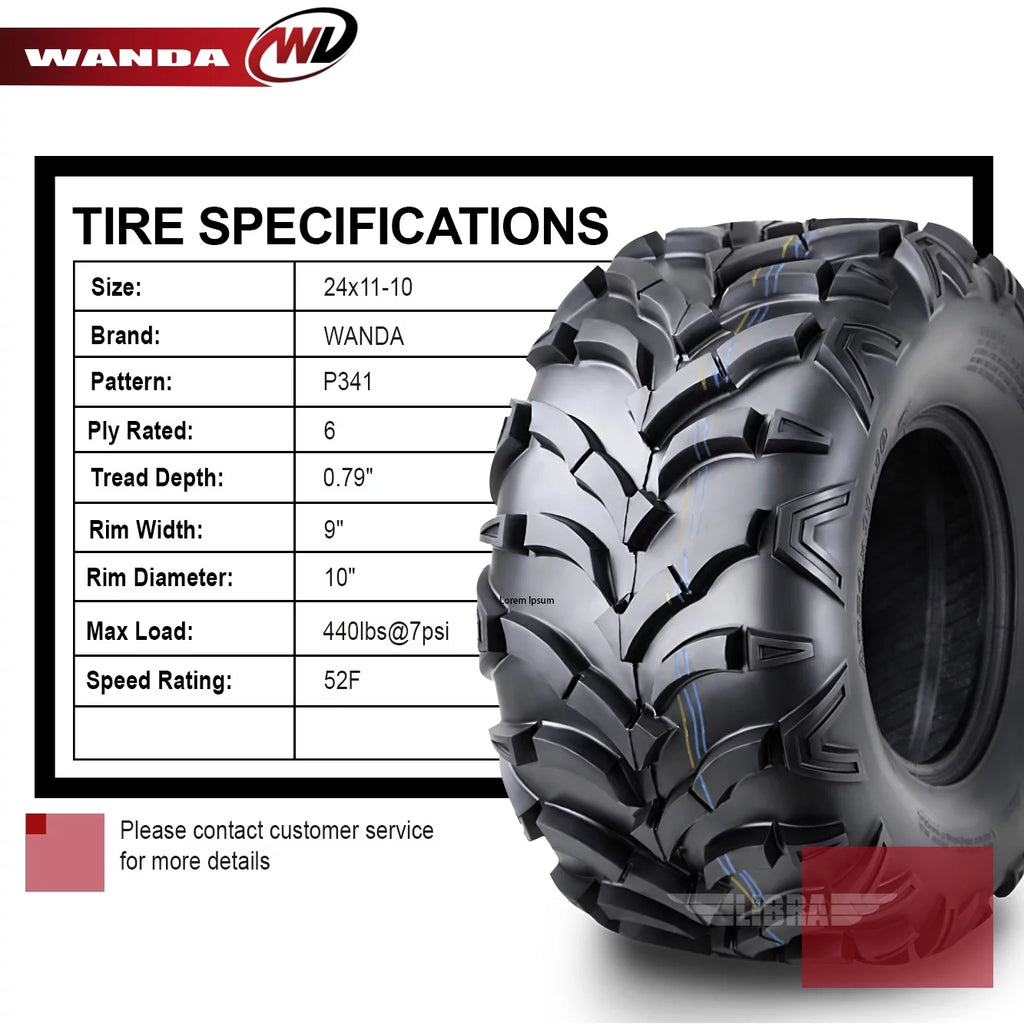 2 New ATV/UTV Tires 24x11-10 6PR S191125