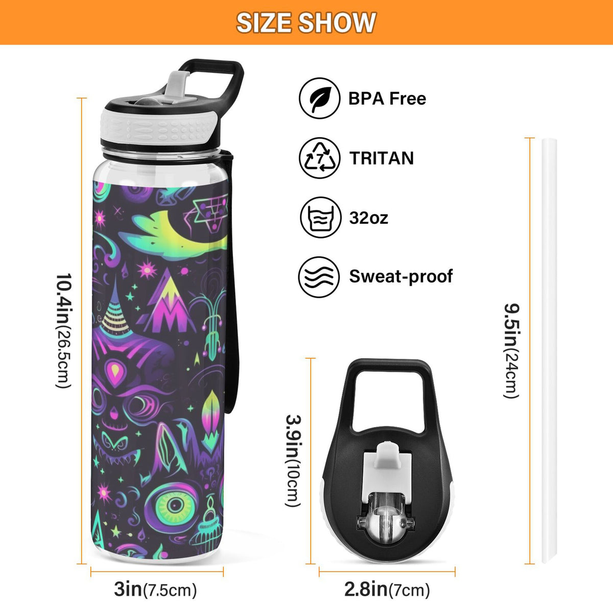 32oz Leakproof Tritan Sports Water Bottle with Straw D84967