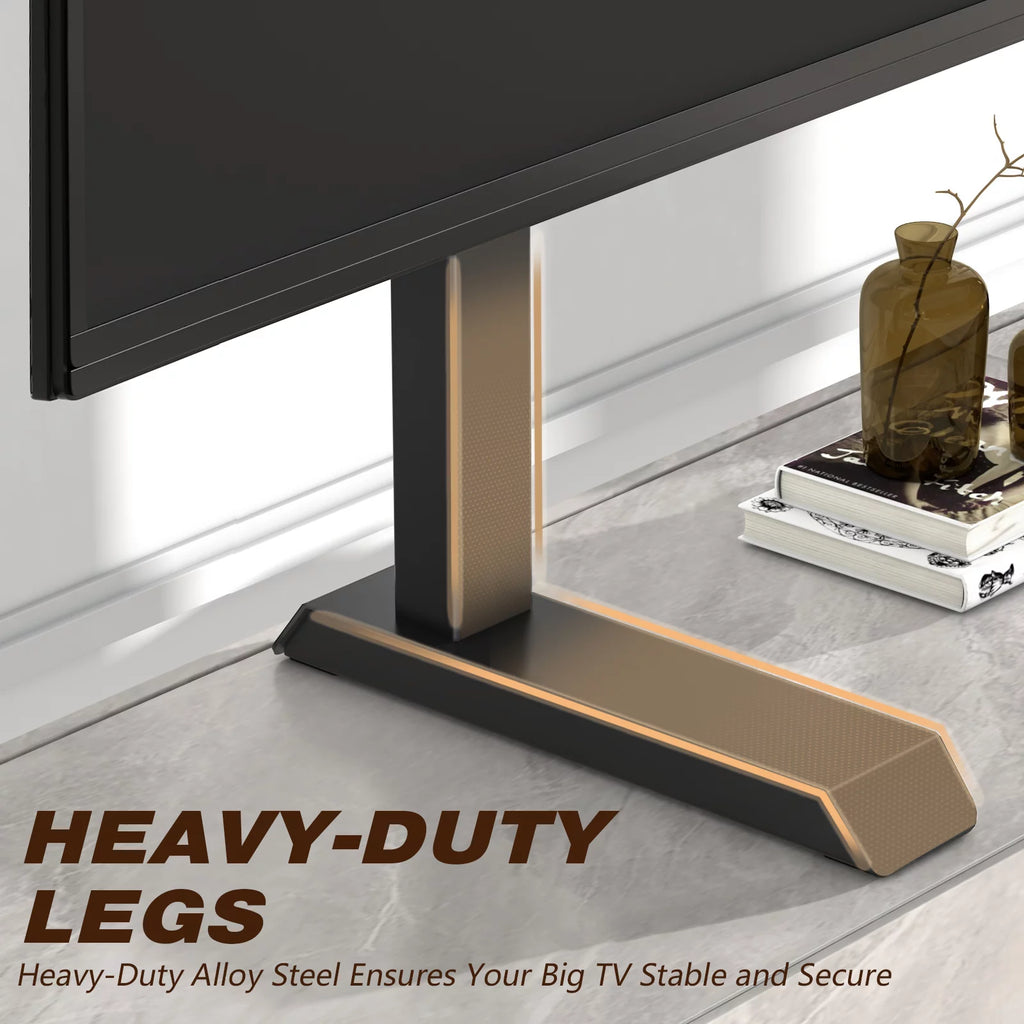 Black Alloy Steel TV Stand for 55 to 90 inch Flat Panel TVs Q81346