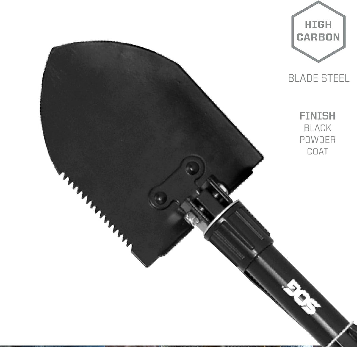 Black Folding Survival Shovel with Wood Saw Edge and Carry Case K8831