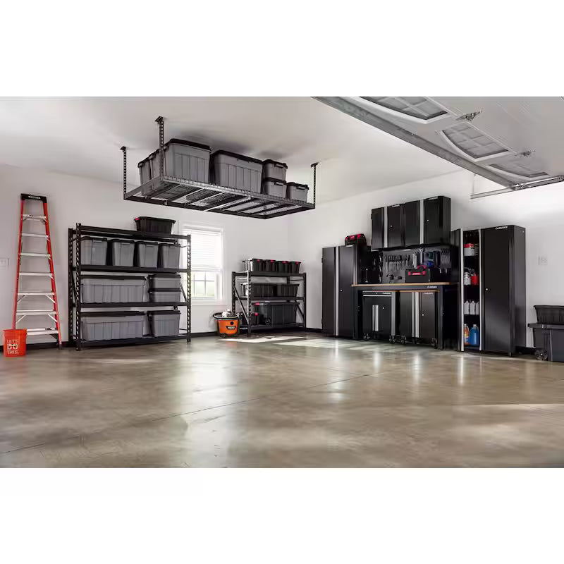 Adjustable Height Garage Overhead Ceiling Storage Rack Black C189714
