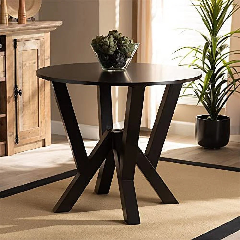 Dark Brown Round Wood Dining Table G1421