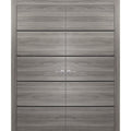 Solid French Double Doors 48 x 96 inches with Frosted Glass M8482
