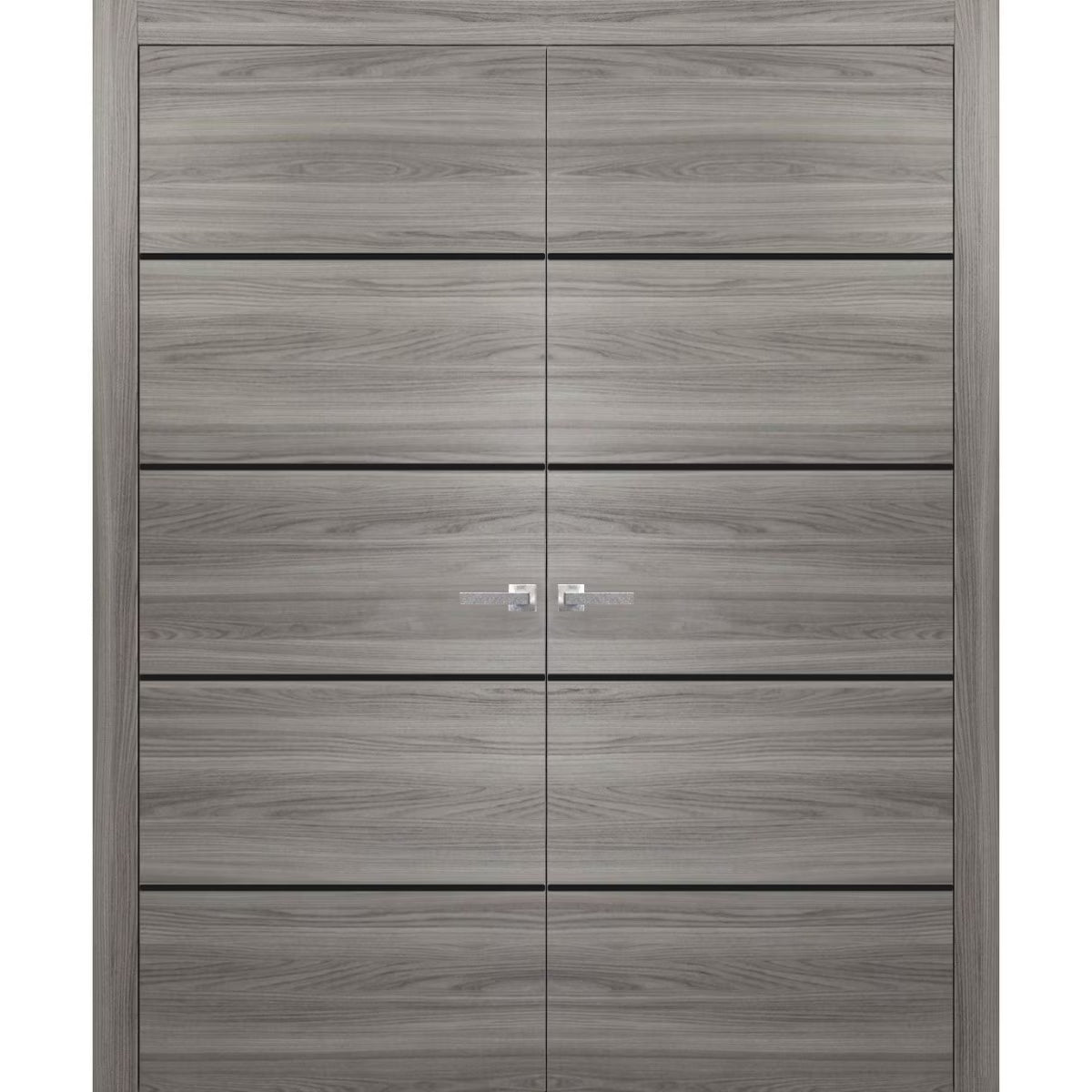 Solid French Double Doors 48 x 96 inches with Frosted Glass M8482