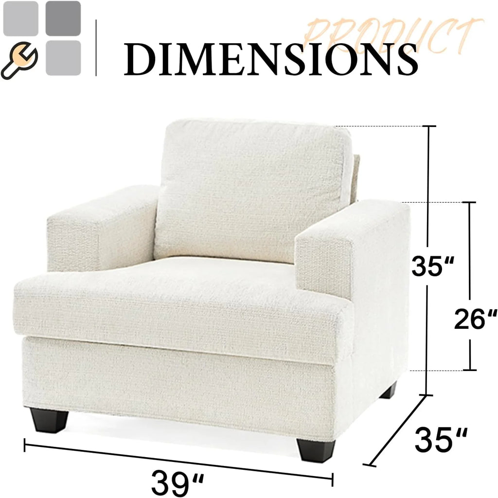 Beige Chenille 39 Inch Wide Single Seater Sofa W3258