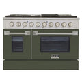 48 Pro-Style Natural Gas Dual Fuel Range with 4 Burners Olive Green Z485