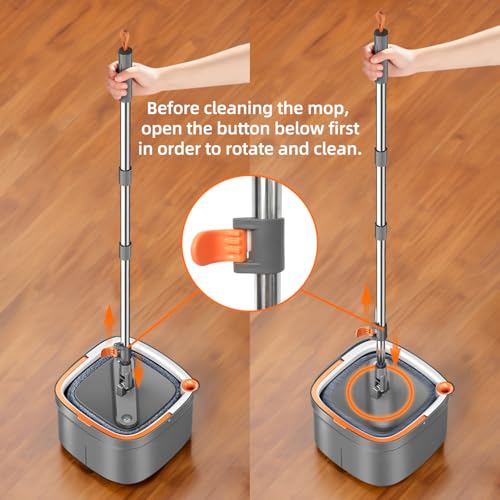 Spin Mop and Bucket Set with 2 Microfiber Mop Pads D8404