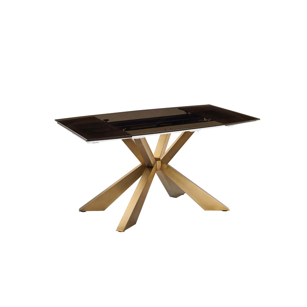Manual Dining Table with Brushed Bronze Base and Smoked Top S759134