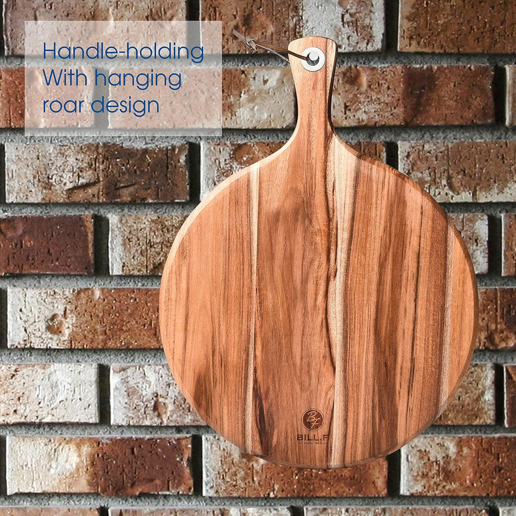 Acacia Wood Pizza Peel Cutting Board Cheese Paddle Board Bread and Crackers Platter with Handle 16 x 12 x 0.5 Inch Pack of 2 R388985