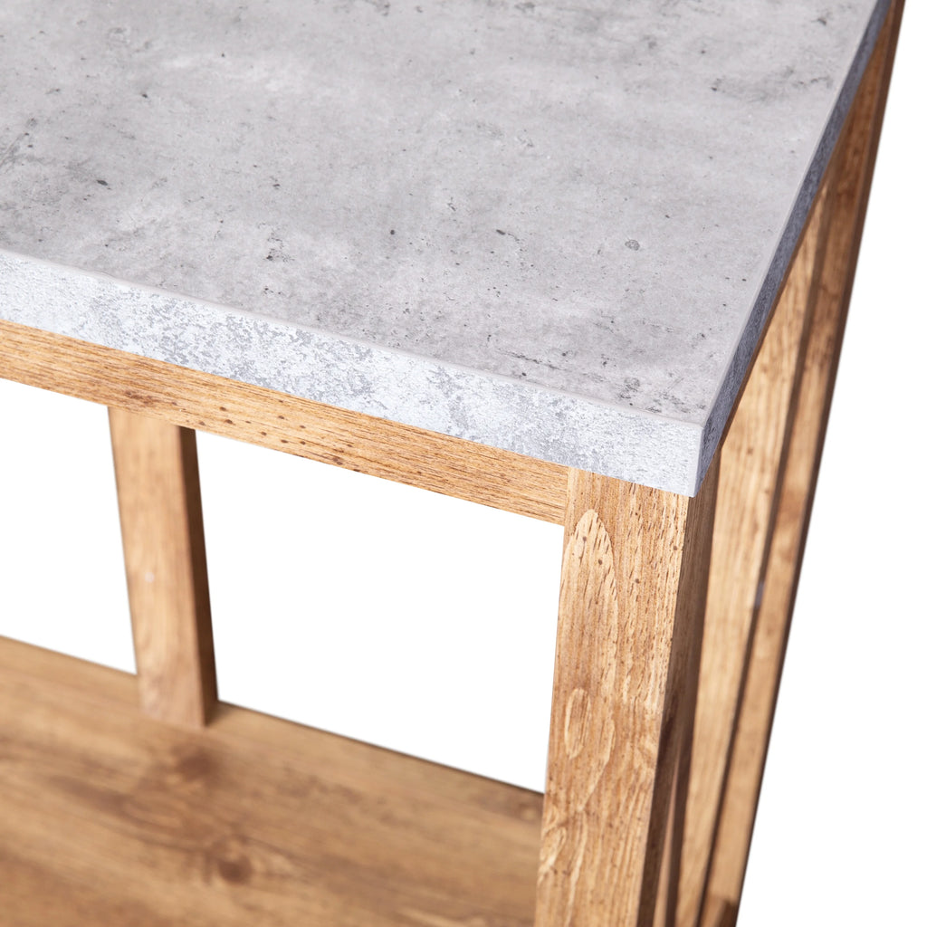 Warm Oak Console Accent Table with Faux Concrete Finished Wood Top X4647