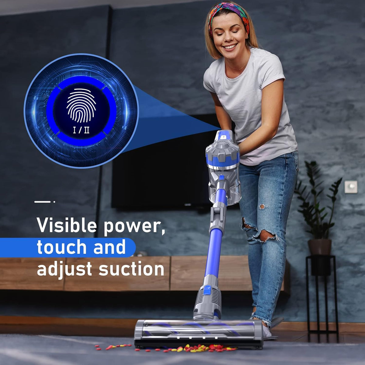 Cordless 4 in 1 Stick Vacuum Cleaner with LCD Touch Screen S957649