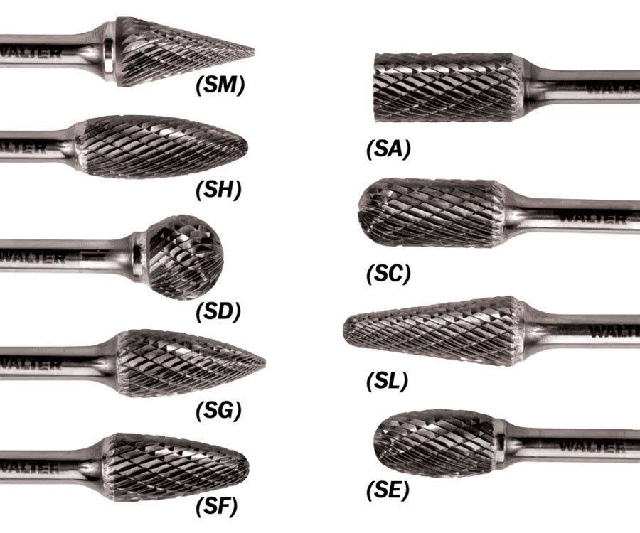 Tungsten Carbide Ball Burs, 1/4x22 Shank Diameter, 3/8x22 Diameter x 5/16x22 Length, SD-3 USCTI Type D124
