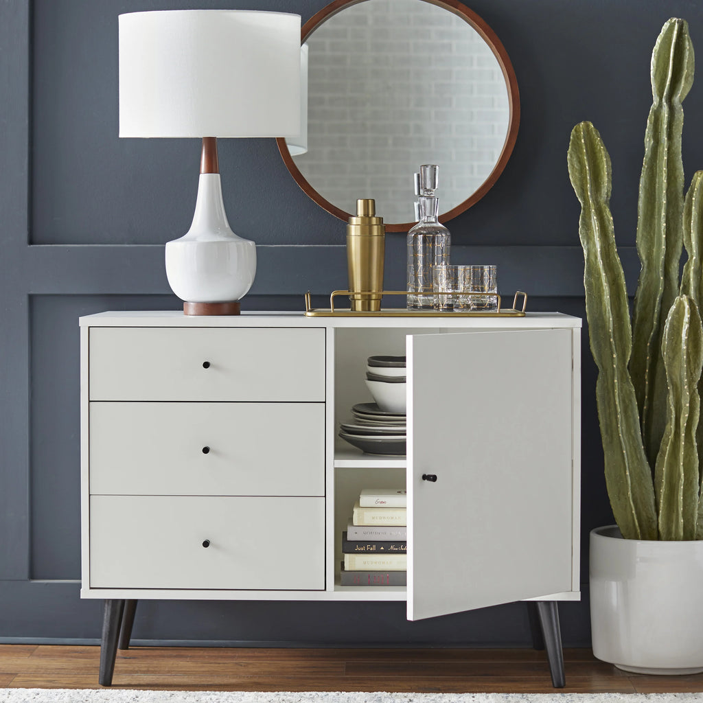 White Mid-Century Buffet V30072