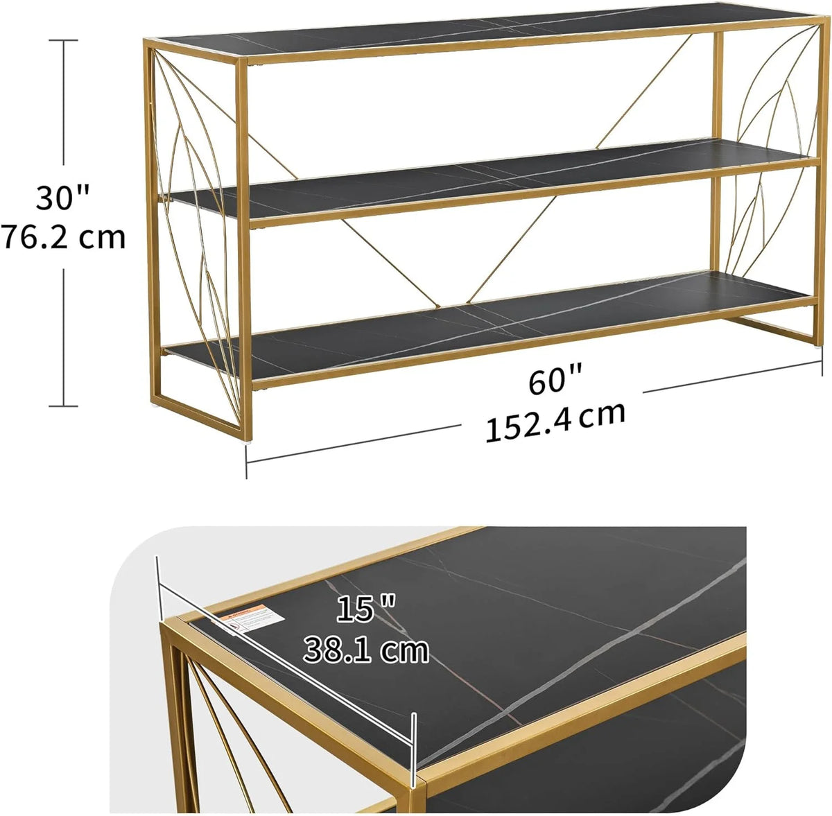 Black 3 Shelf Console Table B68251