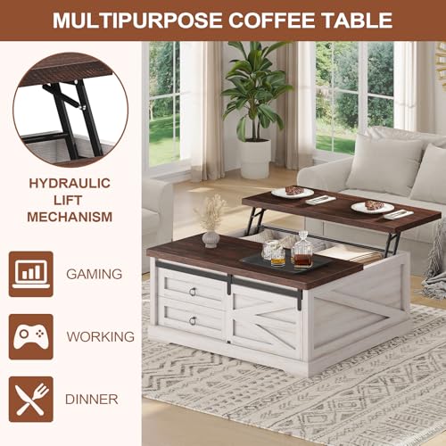 White Lift Top Coffee Table with Storage H24011