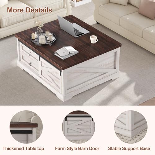 White Lift Top Coffee Table with Storage H24011