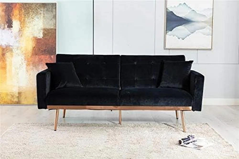 Pink Velvet Convertible Futon Sofa Bed E4246