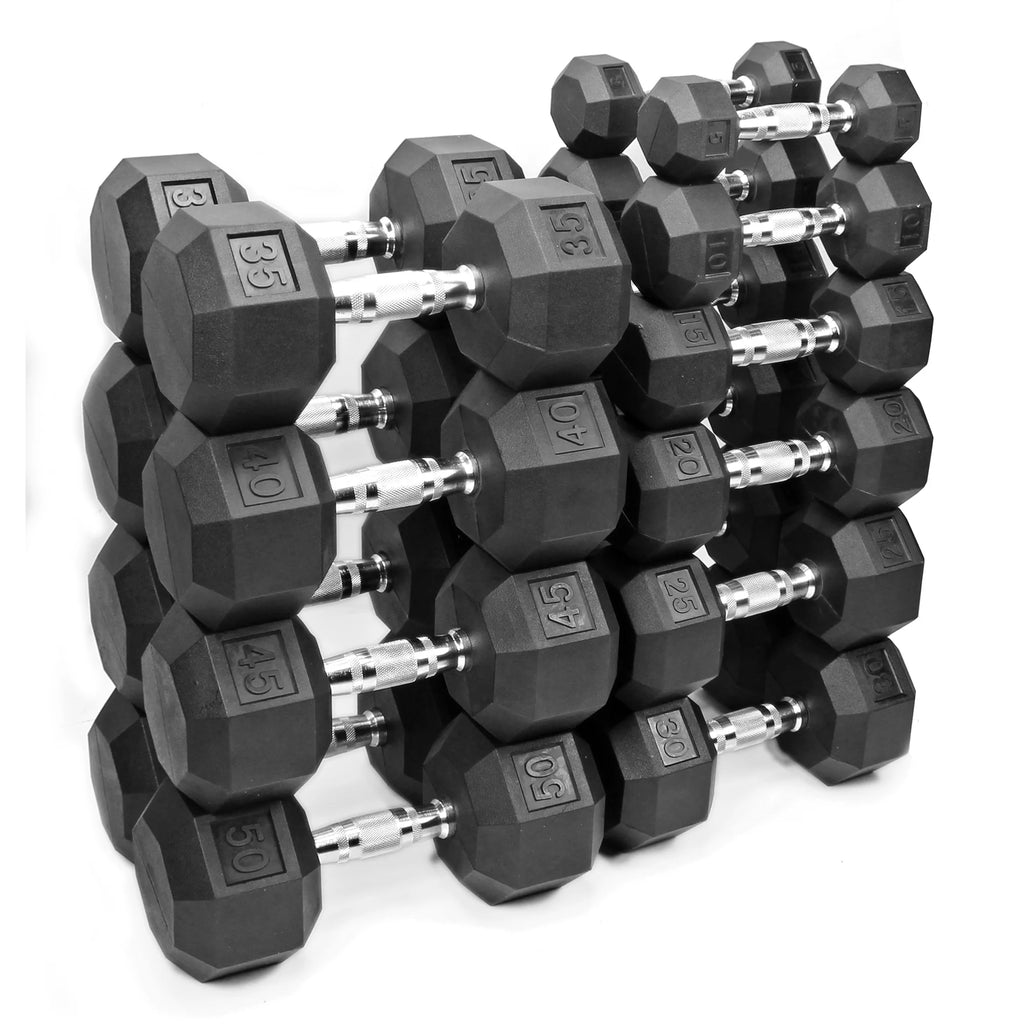 5 Lbs. Pair Rubber Coated Hex Dumbbells H320