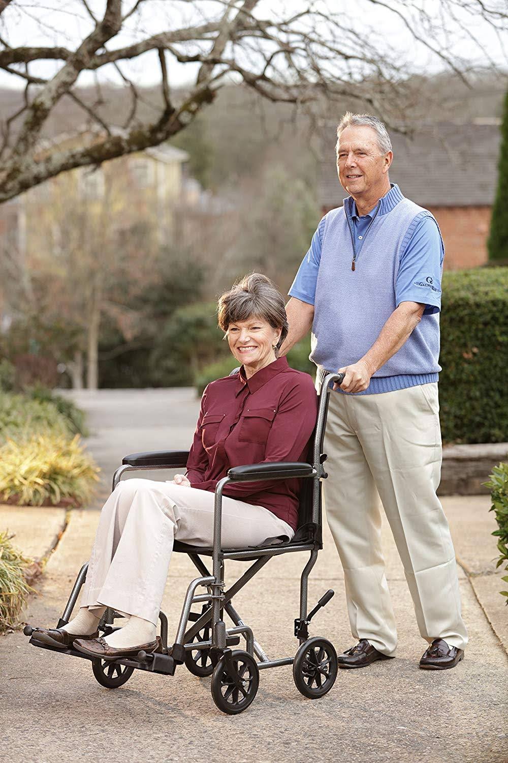 Lightweight Steel Transport Wheelchair with Detachable Desk Arms Z166
