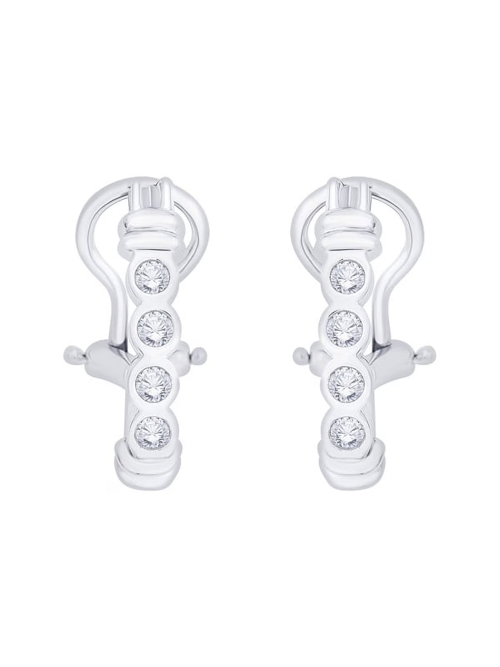 10k White Gold Diamond Huggie Earrings I627837