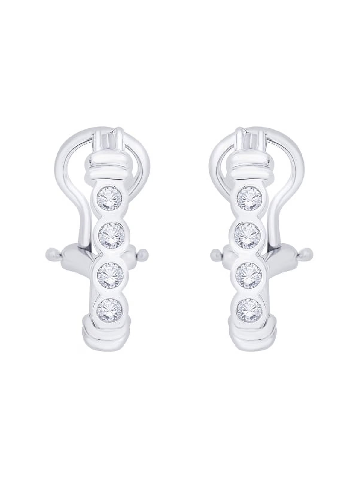 10k White Gold Diamond Huggie Earrings I627837